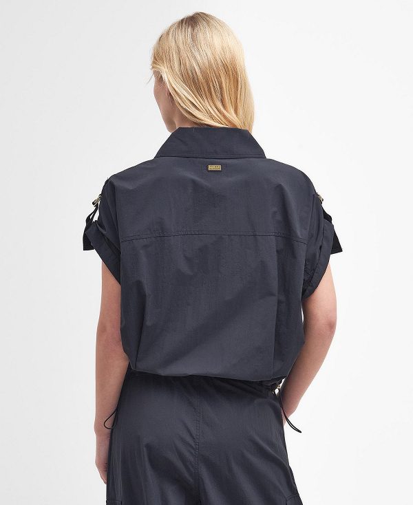 Barbour Carla Oversized Short-sleeved Shirt μαυρα | BABO89498