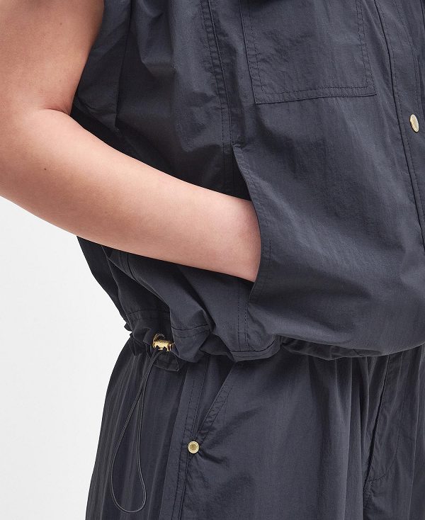 Barbour Carla Oversized Short-sleeved Shirt μαυρα | BABO89498