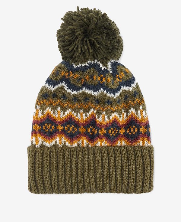 Barbour Case Fairisle Beanie Ελιά | BABO89054