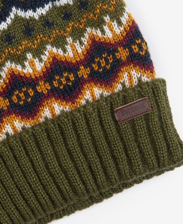 Barbour Case Fairisle Beanie Ελιά | BABO89054
