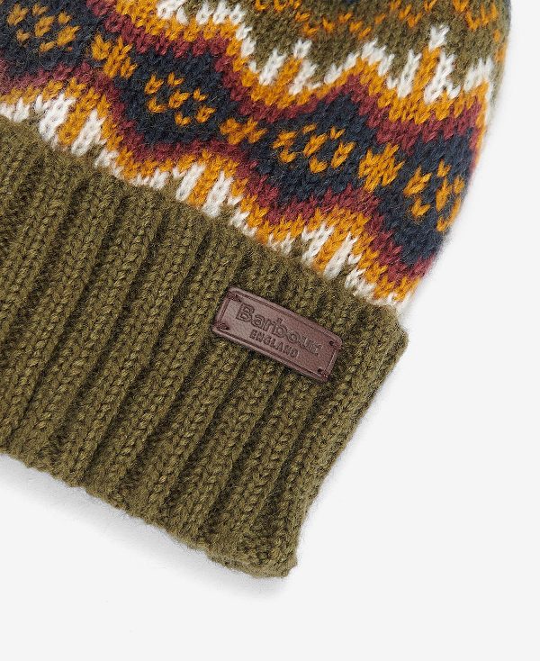 Barbour Case Fairisle Beanie Ελιά | BABO89054