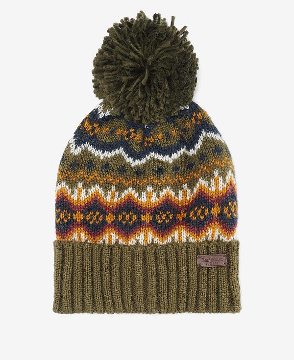 Barbour Case Fairisle Beanie Ελιά | BABO89054