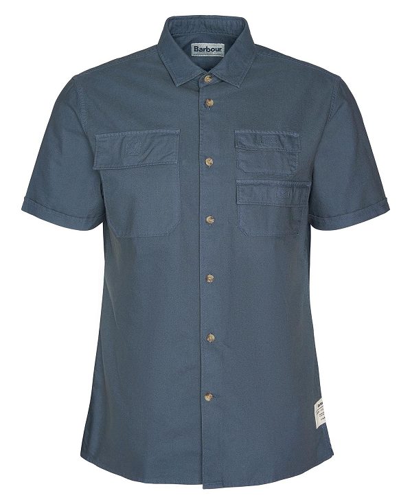 Barbour Catterick Short-sleeved Oxford Shirt μπλε | BABO87777