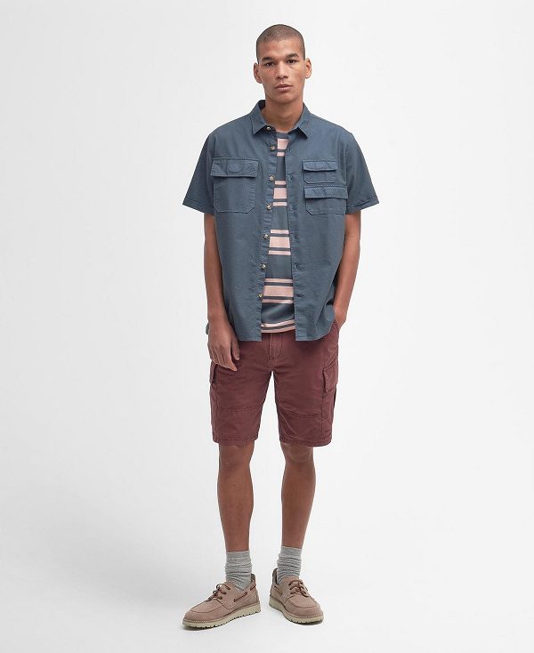 Barbour Catterick Short-sleeved Oxford Shirt μπλε | BABO87777