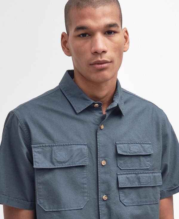 Barbour Catterick Short-sleeved Oxford Shirt μπλε | BABO87777
