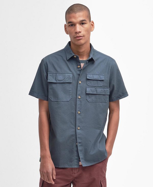Barbour Catterick Short-sleeved Oxford Shirt μπλε | BABO87777