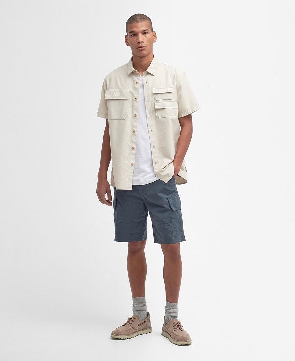 Barbour Catterick Short-sleeved Oxford Shirt Μπεζ | BABO87784