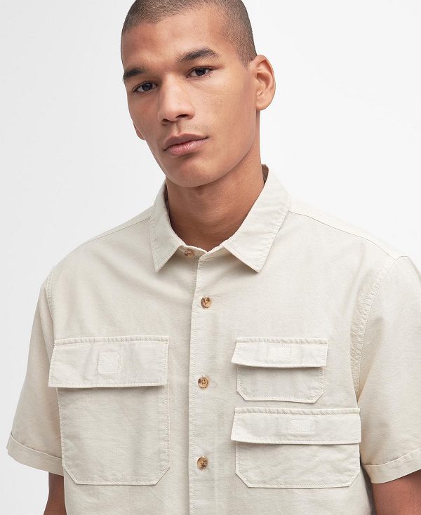 Barbour Catterick Short-sleeved Oxford Shirt Μπεζ | BABO87784