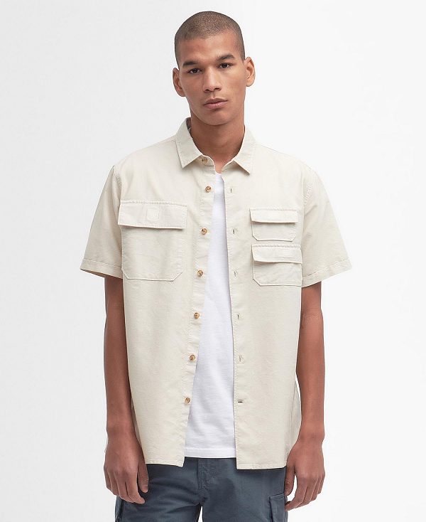 Barbour Catterick Short-sleeved Oxford Shirt Μπεζ | BABO87784