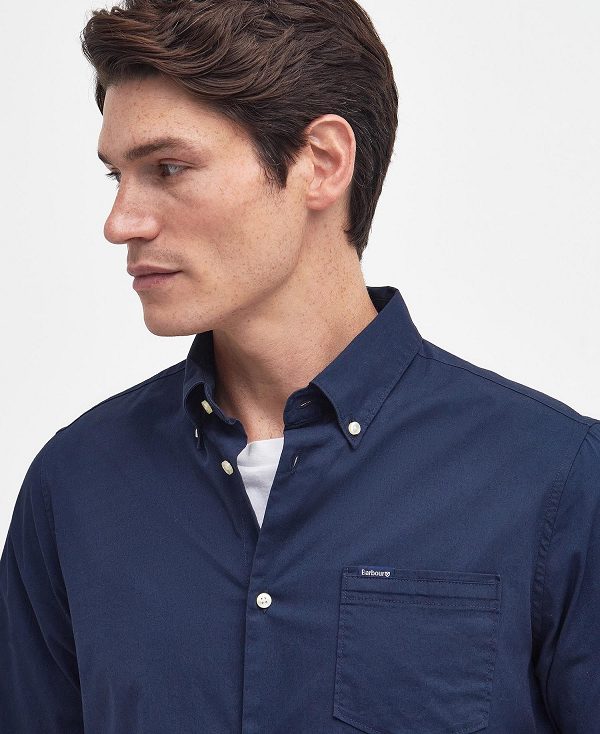 Barbour Comfort Stretch Long-sleeved Shirt σκουρο μπλε | BABO87756