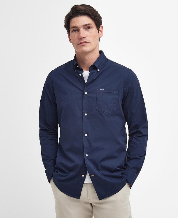 Barbour Comfort Stretch Long-sleeved Shirt σκουρο μπλε | BABO87756