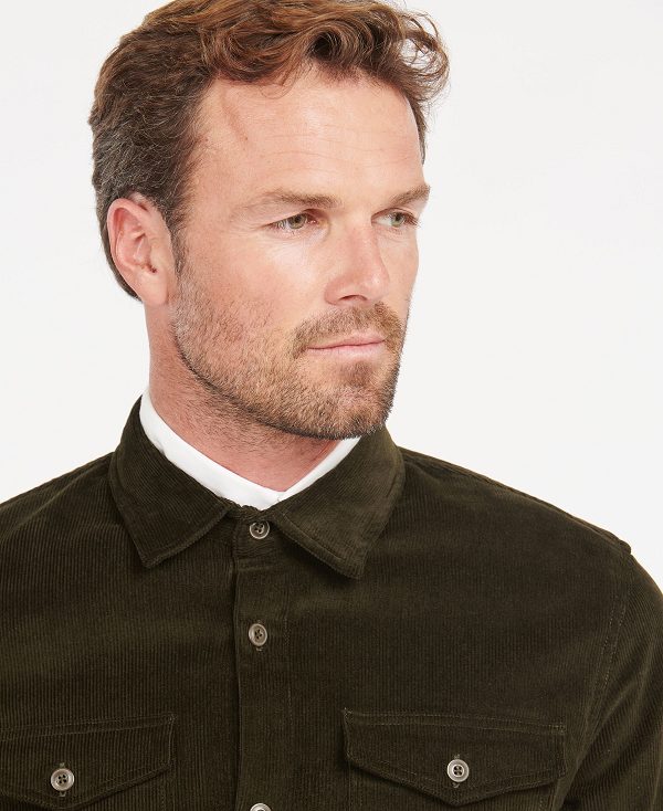 Barbour Cord Overshirt Ελιά | BABO87654