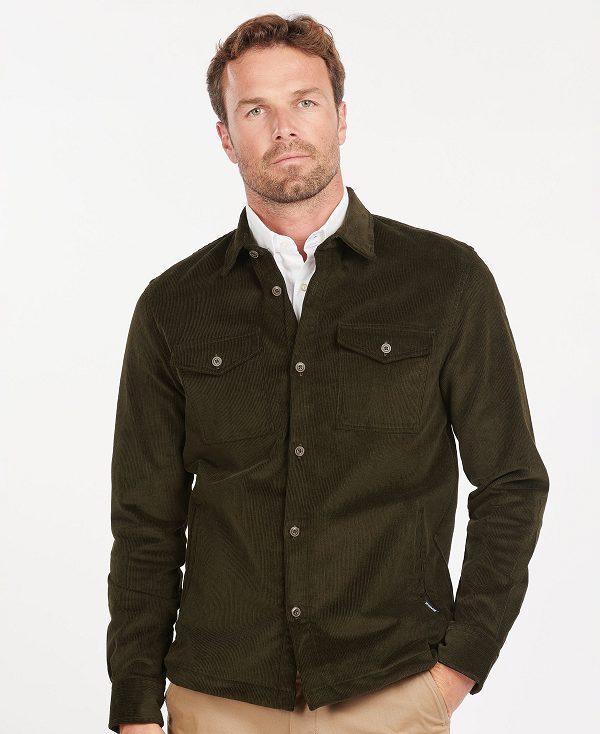 Barbour Cord Overshirt Ελιά | BABO87654