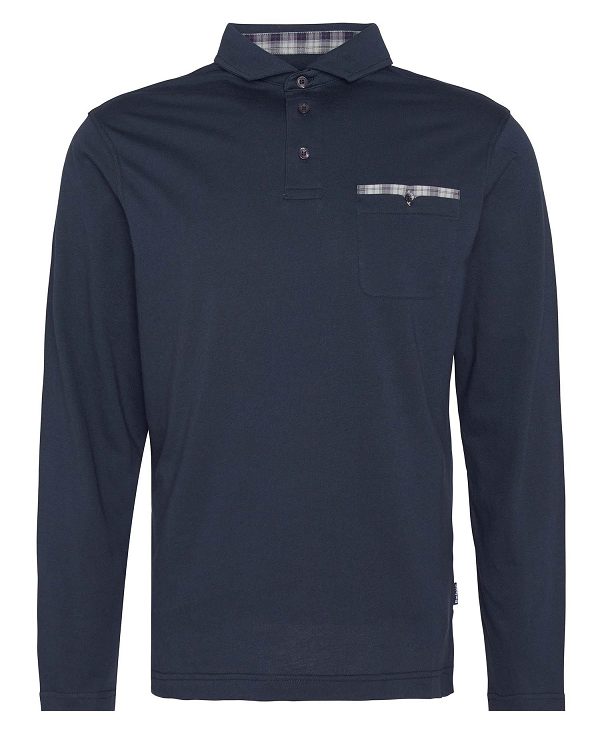 Barbour Corpatch Long-sleeved Polo Shirt σκουρο μπλε | BABO88245