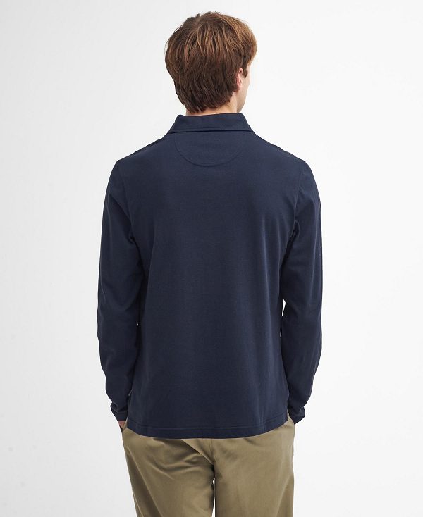 Barbour Corpatch Long-sleeved Polo Shirt σκουρο μπλε | BABO88245