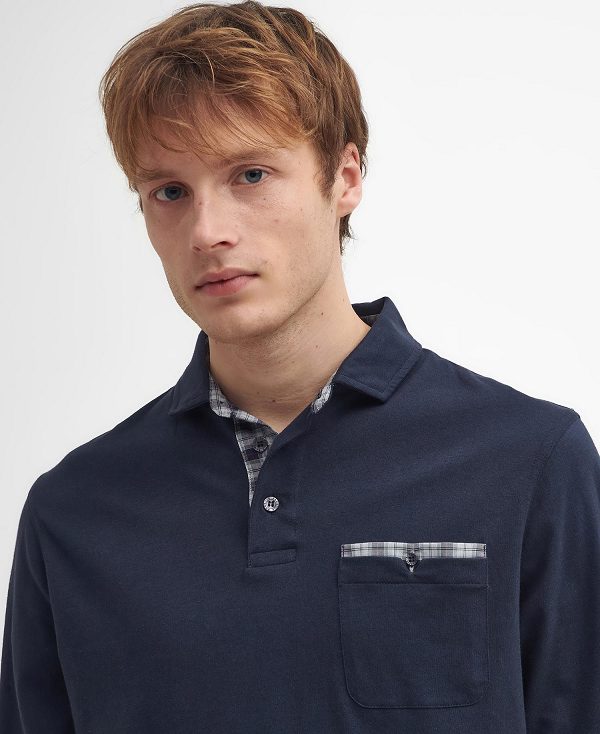 Barbour Corpatch Long-sleeved Polo Shirt σκουρο μπλε | BABO88245