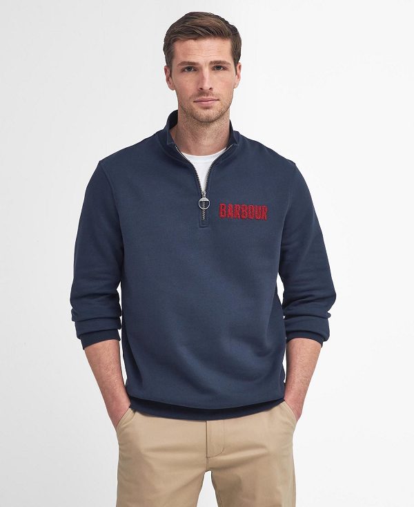 Barbour Cotes Half-zip Sweatshirt σκουρο μπλε | BABO88627