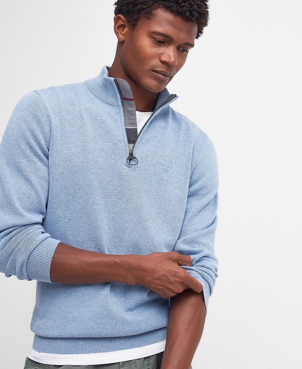 Barbour Cotton Half Zip Jumper μπλε | BABO88606
