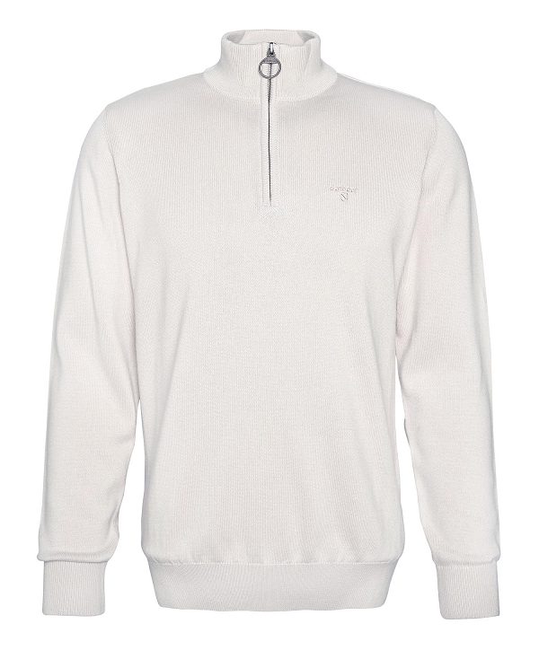 Barbour Cotton Half Zip Jumper ασπρα | BABO88607