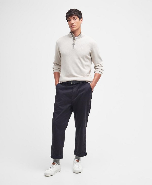 Barbour Cotton Half Zip Jumper ασπρα | BABO88607