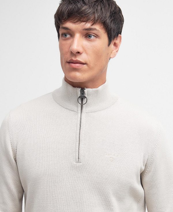 Barbour Cotton Half Zip Jumper ασπρα | BABO88607
