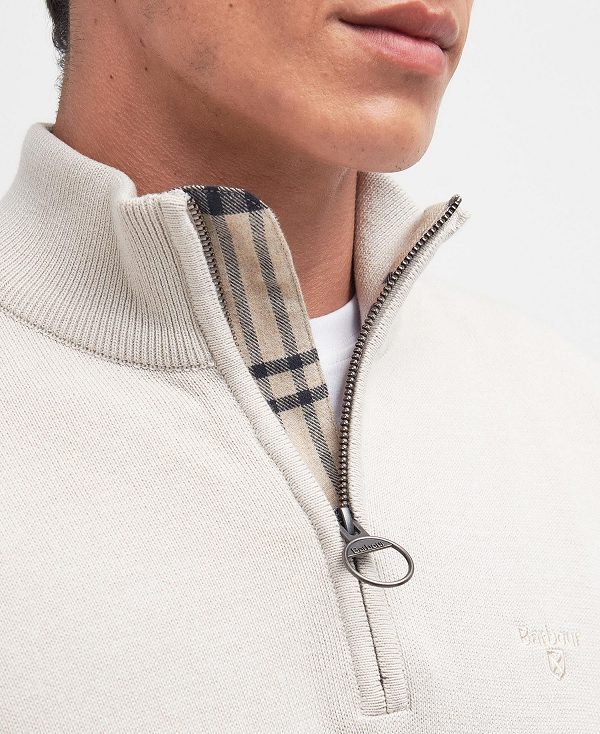 Barbour Cotton Half Zip Jumper ασπρα | BABO88607