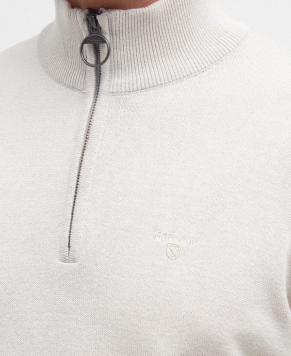 Barbour Cotton Half Zip Jumper ασπρα | BABO88607