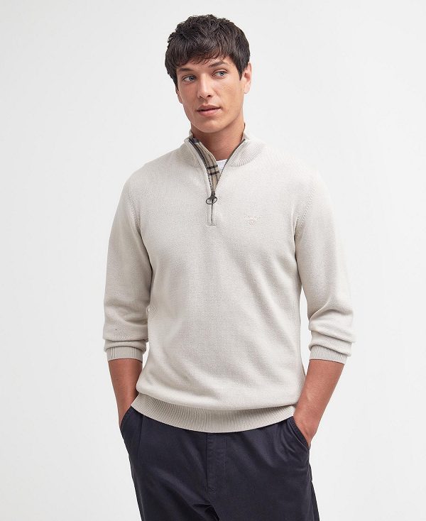 Barbour Cotton Half Zip Jumper ασπρα | BABO88607