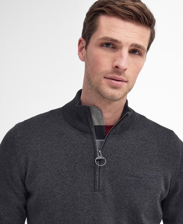 Barbour Cotton Half Zip Jumper γκρι | BABO88657