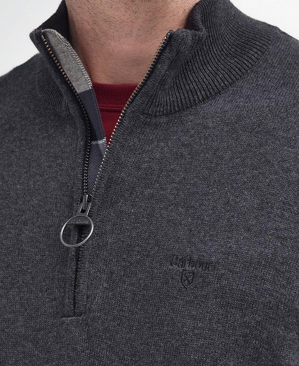 Barbour Cotton Half Zip Jumper γκρι | BABO88657