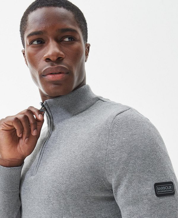 Barbour Cotton Half Zip Sweater γκρι | BABO88538