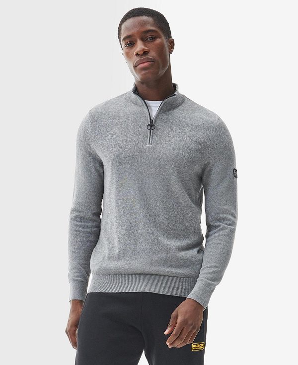 Barbour Cotton Half Zip Sweater γκρι | BABO88538