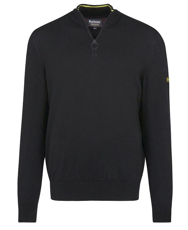 Barbour Cotton Half Zip Sweater μαυρα | BABO88541