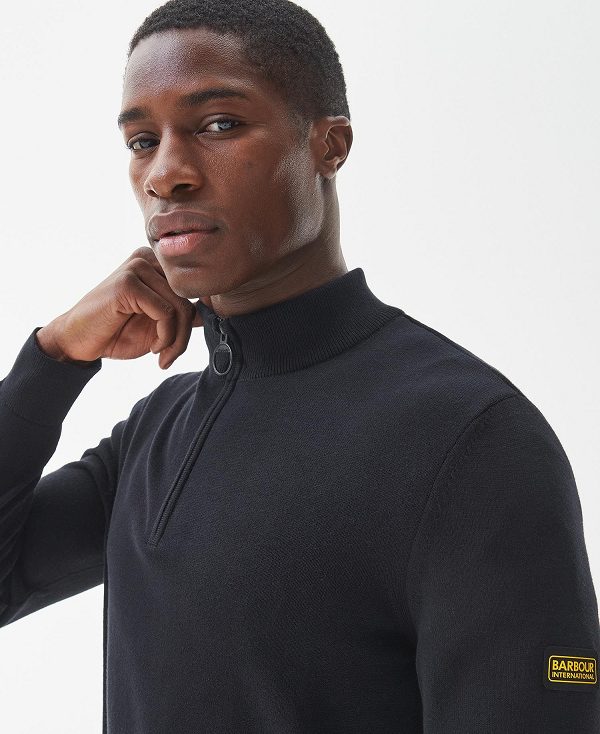 Barbour Cotton Half Zip Sweater μαυρα | BABO88541