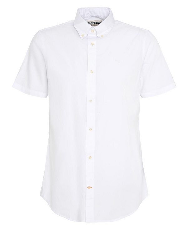 Barbour Crest Poplin Tailored Short-sleeved Shirt ασπρα | BABO87707