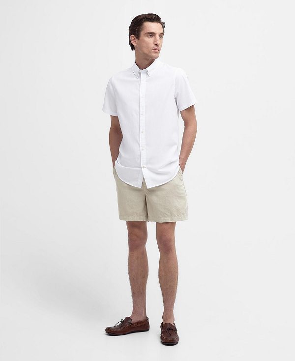 Barbour Crest Poplin Tailored Short-sleeved Shirt ασπρα | BABO87707