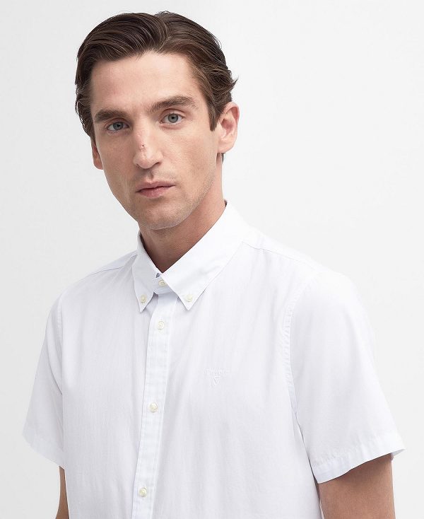 Barbour Crest Poplin Tailored Short-sleeved Shirt ασπρα | BABO87707