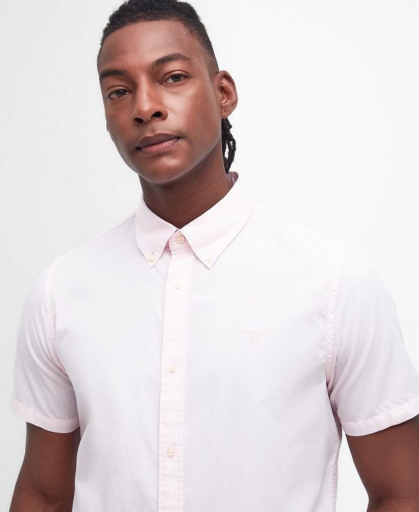 Barbour Crest Poplin Tailored Short-sleeved Shirt ροζ | BABO87708