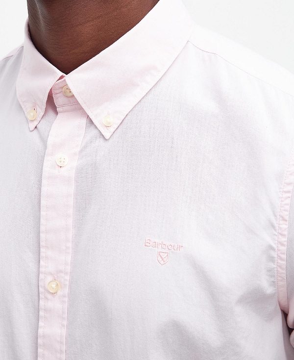 Barbour Crest Poplin Tailored Short-sleeved Shirt ροζ | BABO87708