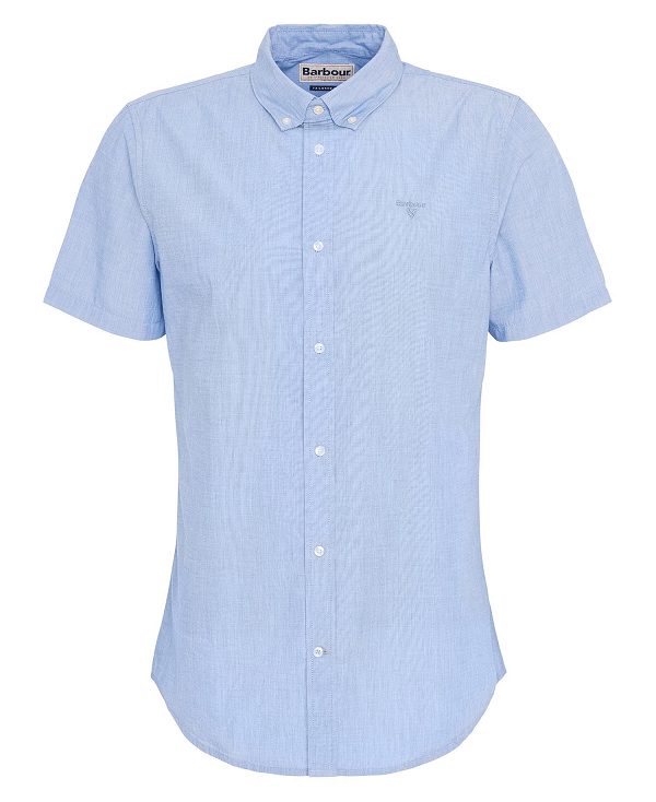 Barbour Crest Poplin Tailored Short-sleeved Shirt μπλε | BABO87709