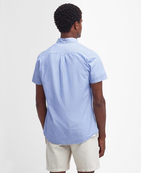 Barbour Crest Poplin Tailored Short-sleeved Shirt μπλε | BABO87709
