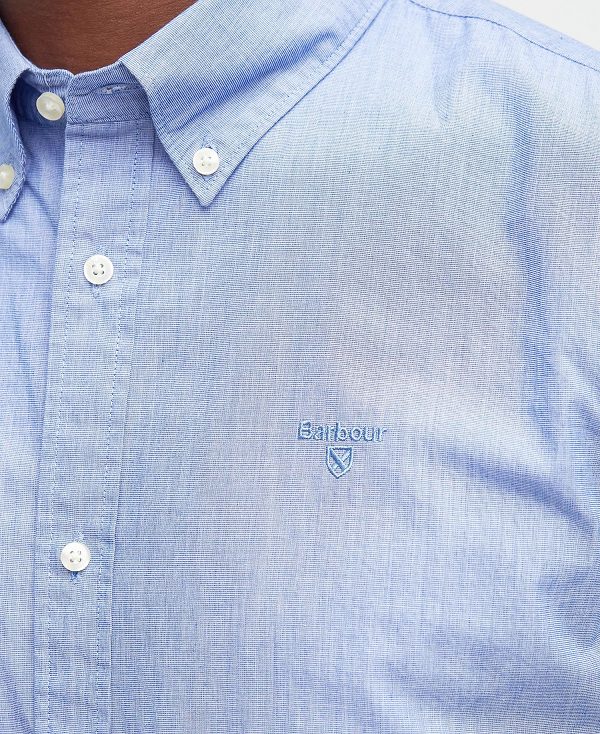 Barbour Crest Poplin Tailored Short-sleeved Shirt μπλε | BABO87709