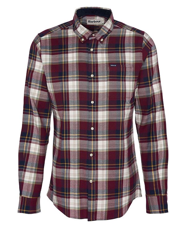 Barbour Crossfell Tailored Long-sleeved Shirt μπορντο | BABO87801