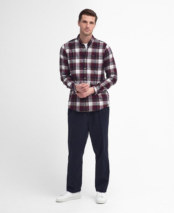 Barbour Crossfell Tailored Long-sleeved Shirt μπορντο | BABO87801