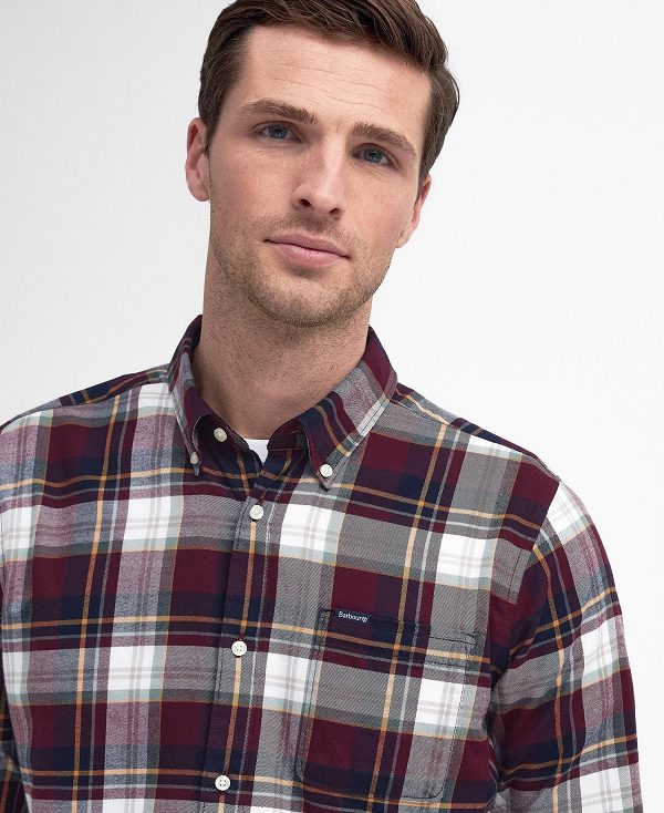 Barbour Crossfell Tailored Long-sleeved Shirt μπορντο | BABO87801
