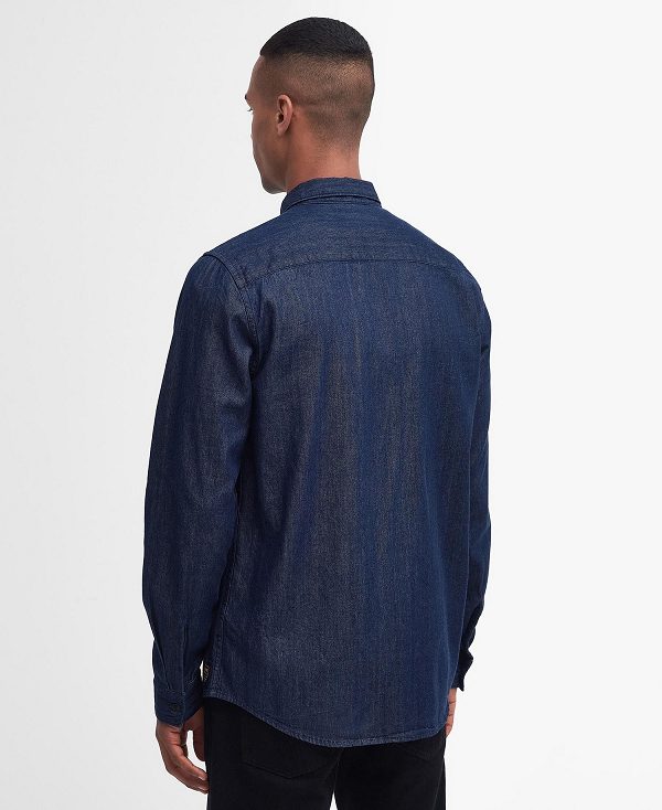 Barbour Dalston Long-sleeved Denim Shirt σκουρο μπλε | BABO87681