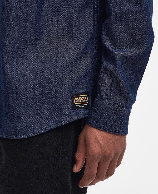 Barbour Dalston Long-sleeved Denim Shirt σκουρο μπλε | BABO87681
