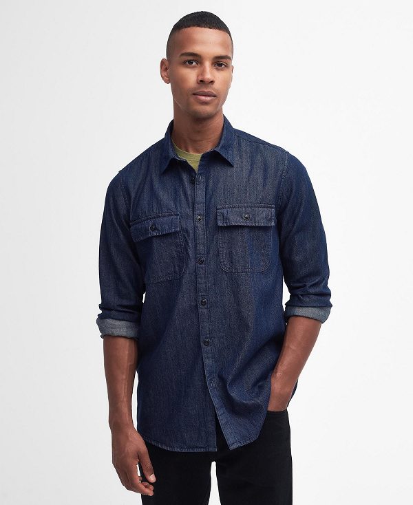 Barbour Dalston Long-sleeved Denim Shirt σκουρο μπλε | BABO87681