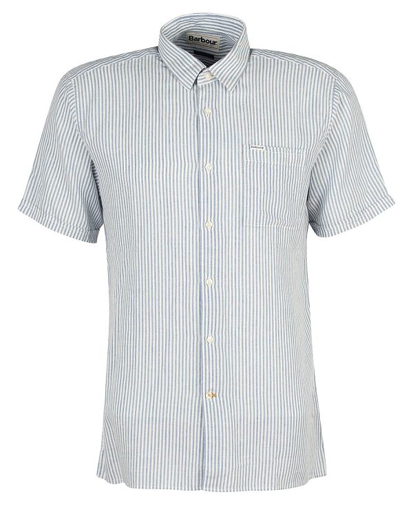 Barbour Deerpark Tailored Short-sleeved Shirt μπλε | BABO87594