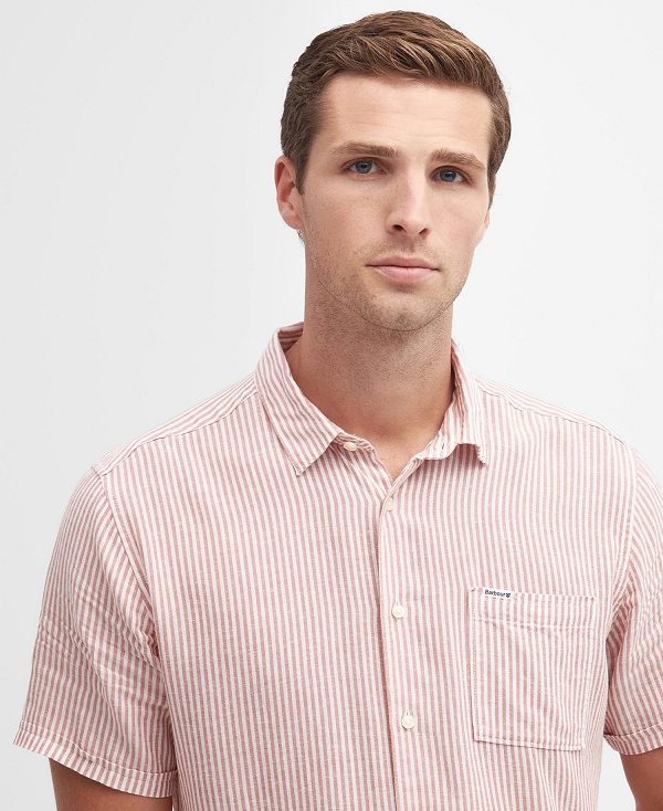 Barbour Deerpark Tailored Short-sleeved Shirt ροζ | BABO87740